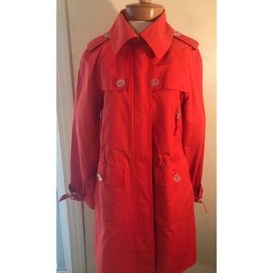 London Fog Orange Trench Coat Jacket M fully lined